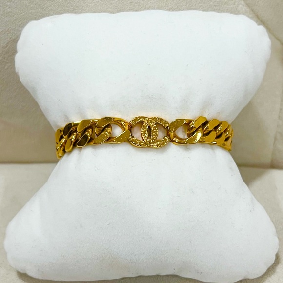 Chanel 24k Gold Plated Hardwood Bracelet - Picture 2 of 8